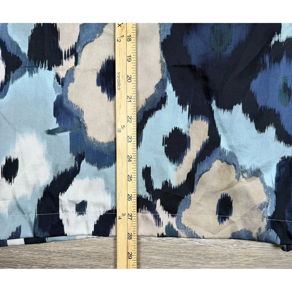 REISS Fangio Shirt Mens Large Floral Abstract‎ Ikat Print Blue Tan Cuban Collar